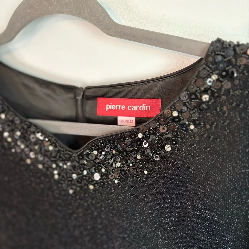 Pierre Cardin Black Long Sleeve Dress with Beaded Accents - Picture 2 of 6